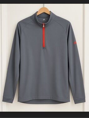adidas Gray Performance Half-Zip Jacket with Red Zip